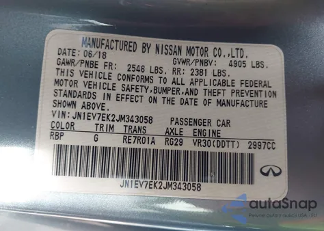 2018 Infiniti Q60 3.0T Luxe from USA, damaged, VIN JN1EV7EK2JM343058
